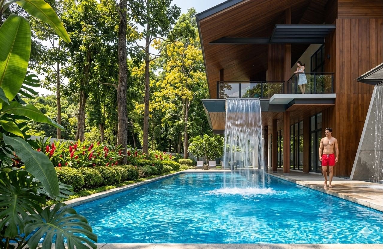 Waterfall pool deck (artist’s impression)